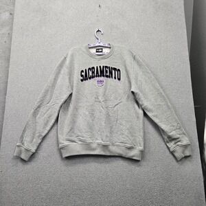 Sacramento Kings Men Sweatshirt L Gray Embroidered New Era Graphic Fleece Team